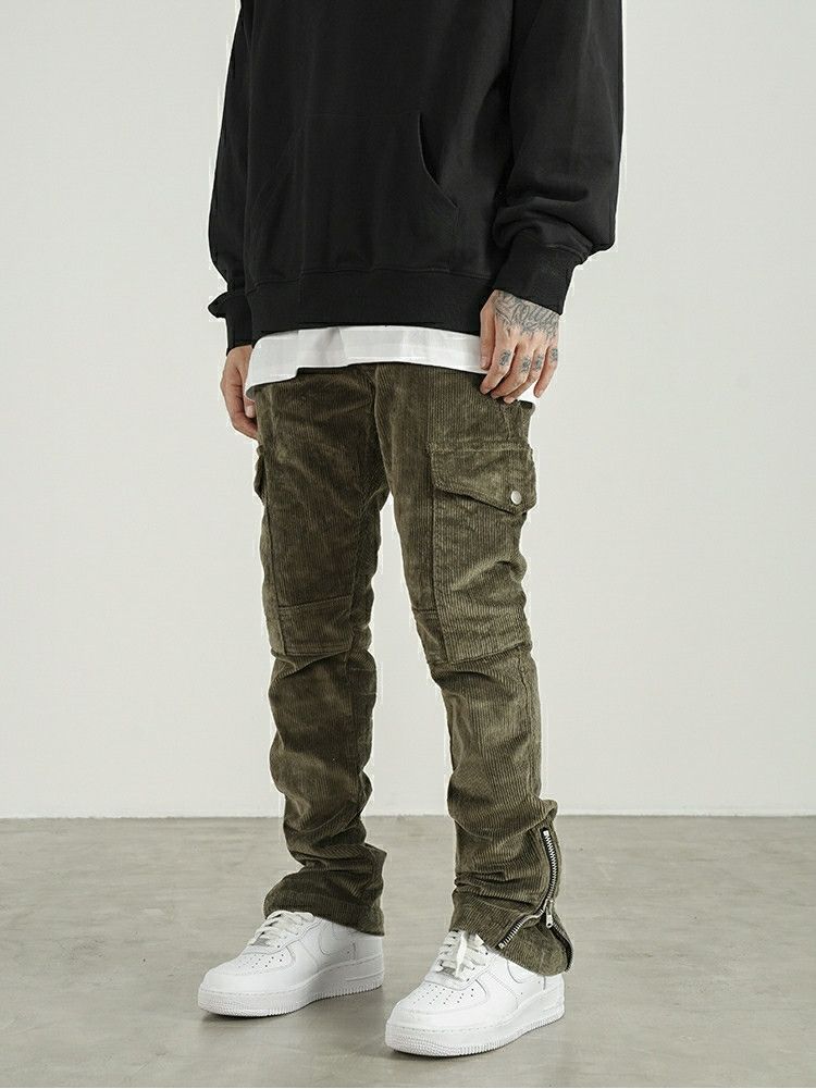 zipper utility flared cargo pants