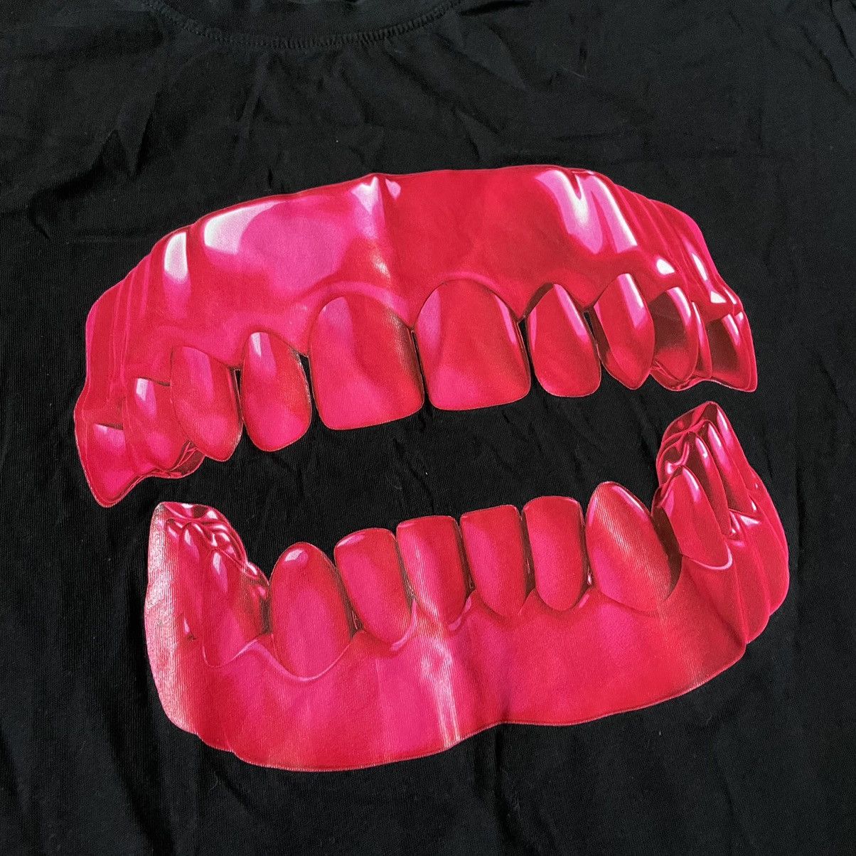 Vintage Vintage Y2K Graphic Tee Teeth Mouth Horror Goth Black Boxy S Size US S / EU 44-46 / 1 - 7 Thumbnail