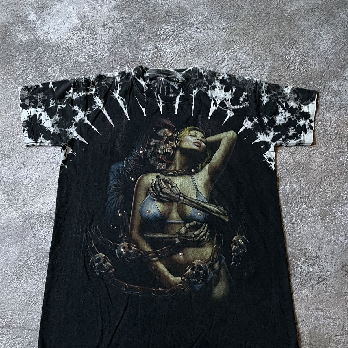 Vintage Vintage Y2K Graphic Tee Dark Abstract Grunge Black Slim M Size US M / EU 48-50 / 2 - 2 Thumbnail