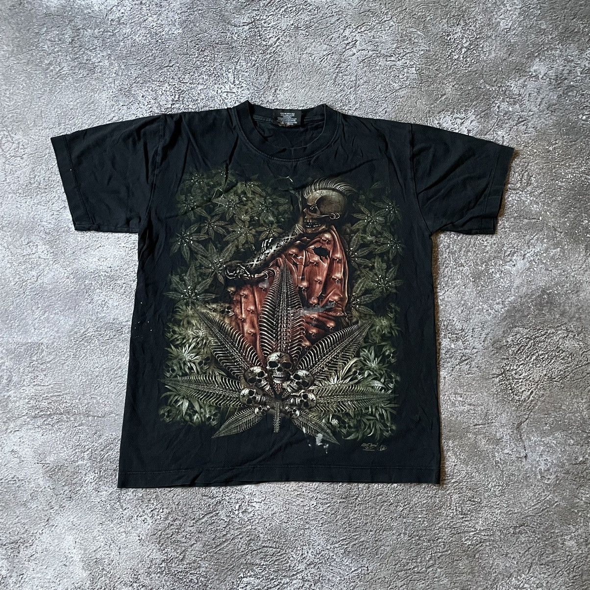 Vintage Vintage Y2K Graphic Tee Weed Face Abstract Goth Bleached M Size US M / EU 48-50 / 2 - 3 Thumbnail
