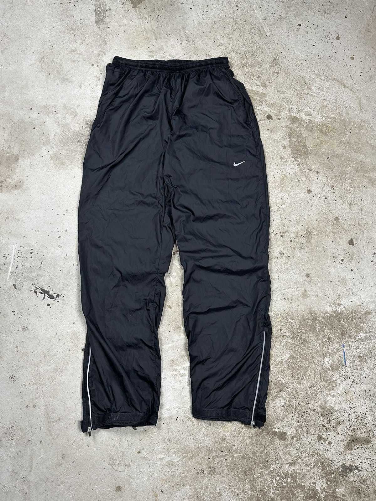 Nike Vintage y2k Nike Black Track Pants Swoosh Nylon | Grailed