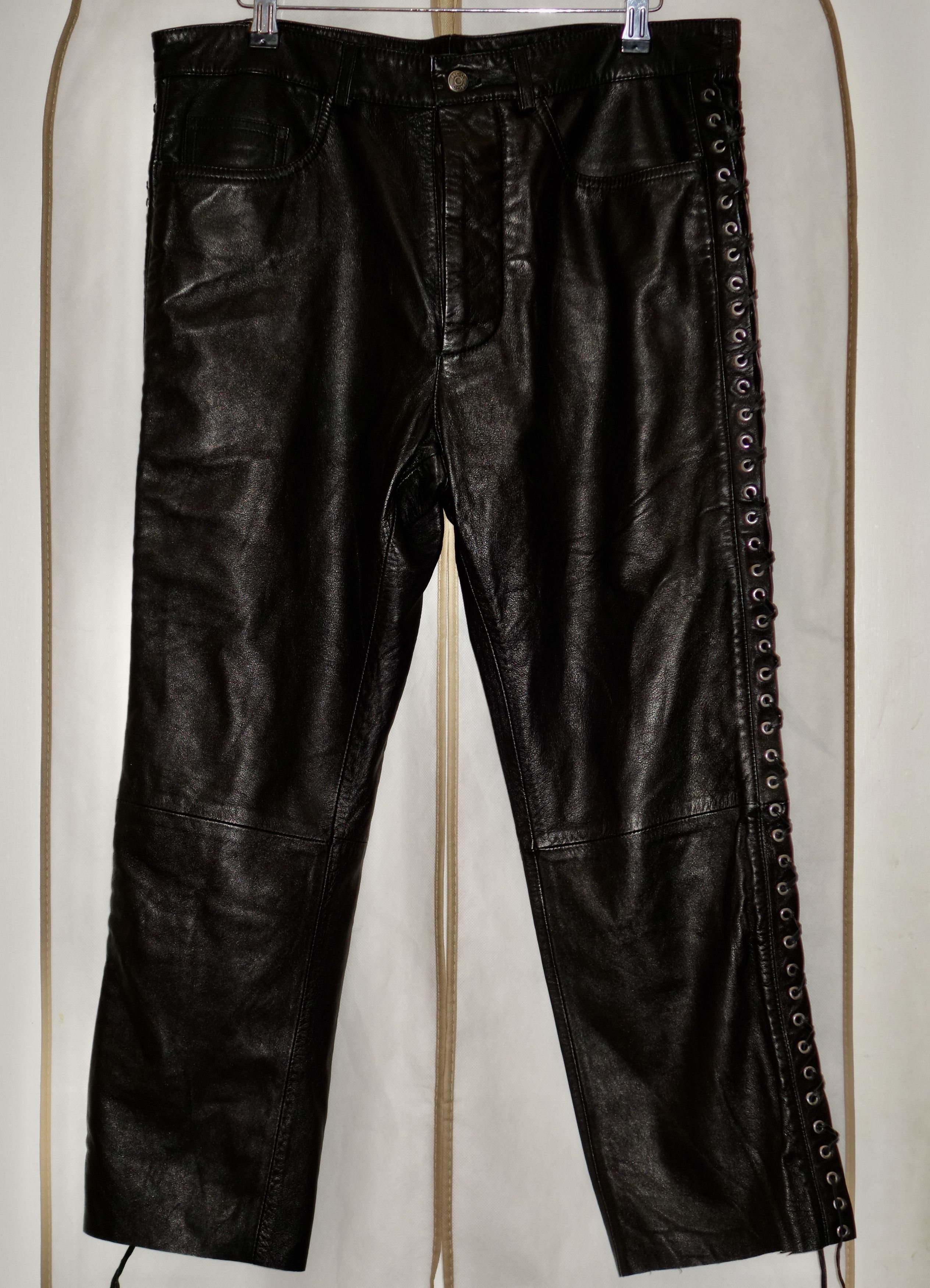 McQ Alexander McQueen Leather S&M / Biker / Lace Up Jeans | Grailed