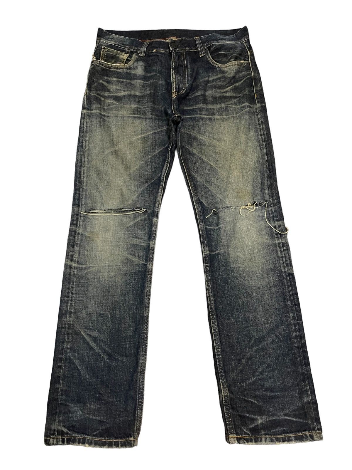 image of Black Label x Jnco Vintage Blue Wash Style Distressed Jeans, Men's (Size 34)