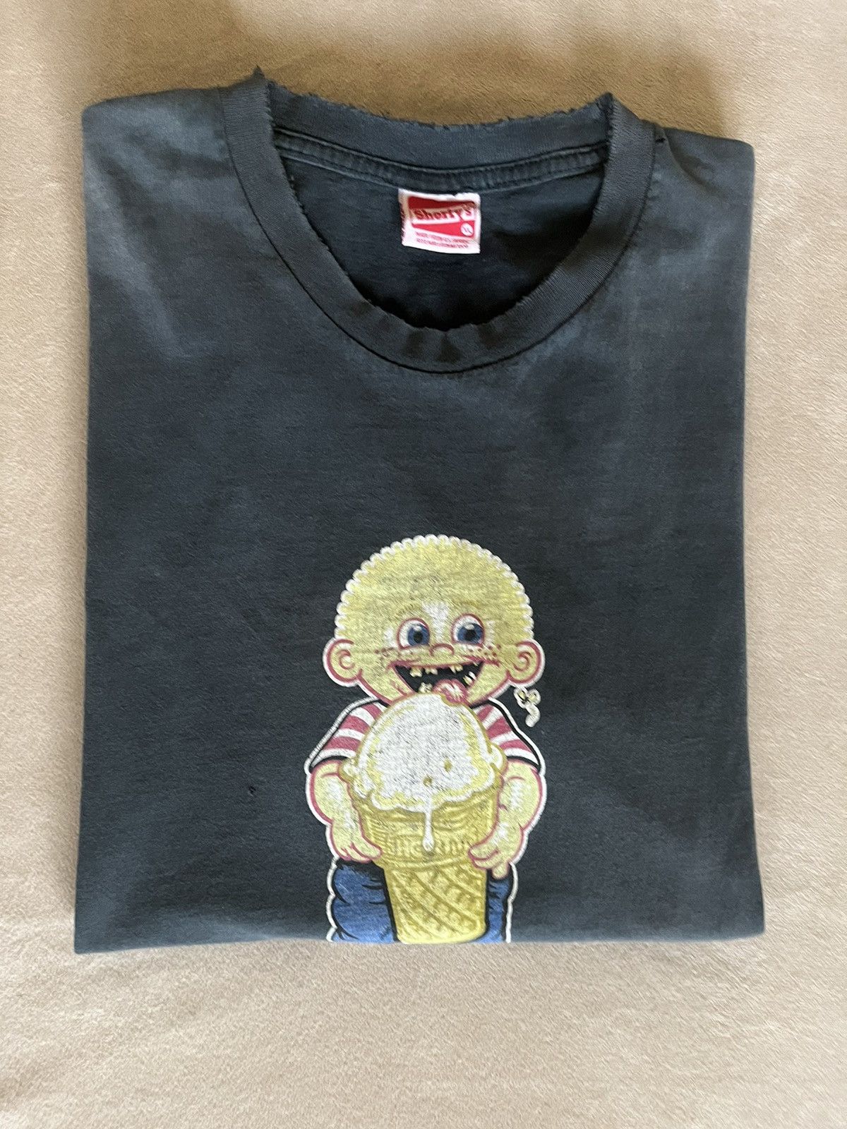 image of Shortys Skateboards x Vintage Shorty’S Skateboards Ice Cream Kid Tee (Black) - Xl