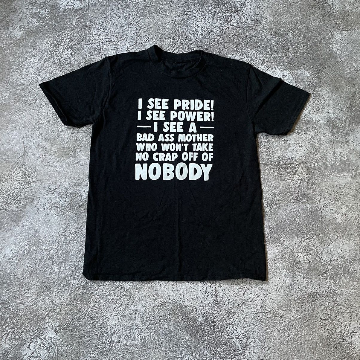Vintage VINTAGE Y2K “ BAD ASS MOTHER CRAP “ FUNNY SLOGAN TEE Size US M / EU 48-50 / 2 - 2 Thumbnail