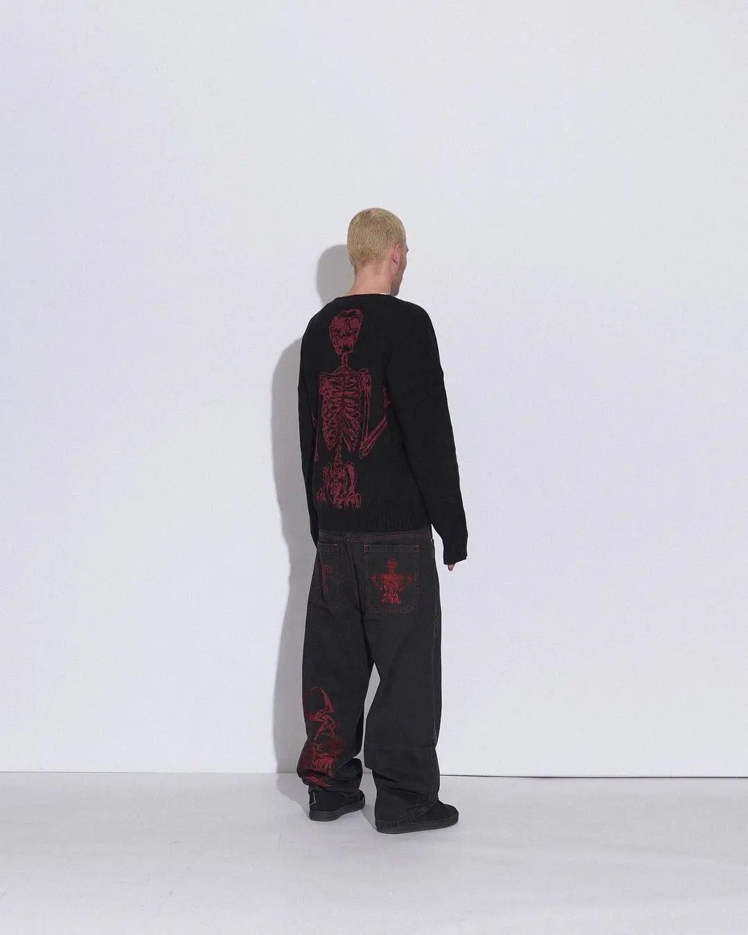 Japanese Brand × Vintage American Retro Y2K pants skeleton straight Trousers Wide Leg Size US 34 / EU 50 - 3 Thumbnail