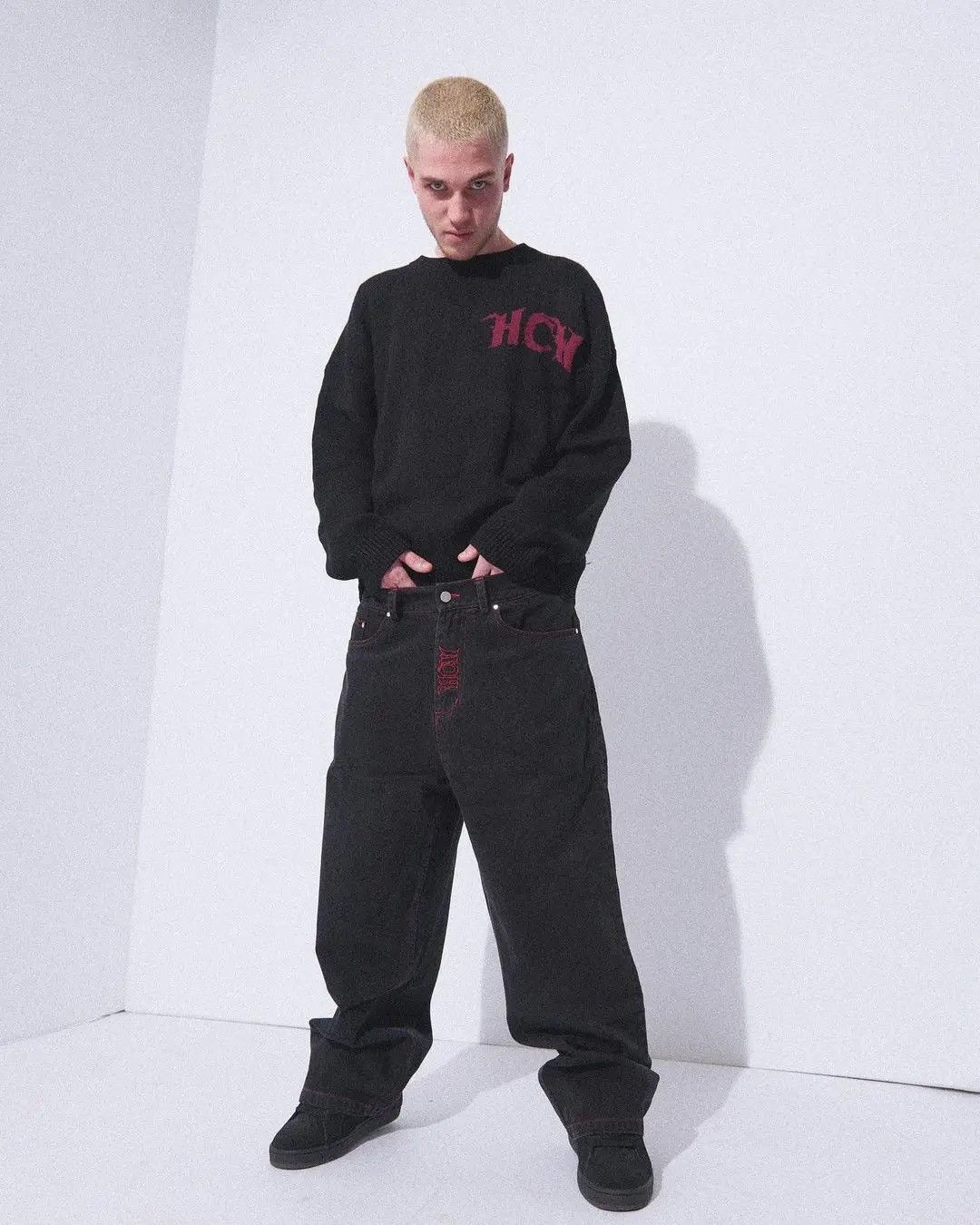 Japanese Brand × Vintage American Retro Y2K pants skeleton straight Trousers Wide Leg Size US 34 / EU 50 - 6 Thumbnail