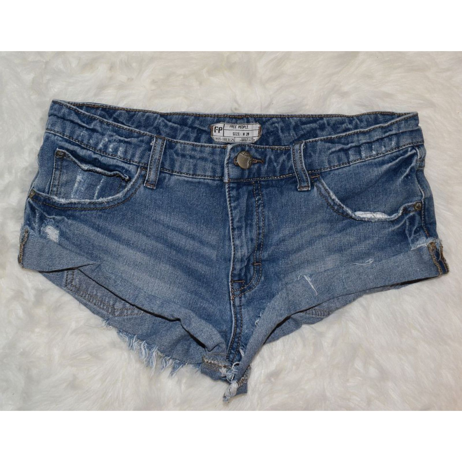 Short En Jean Free People Taille 29 (inches) - Bleu, Occasion Très Bon état