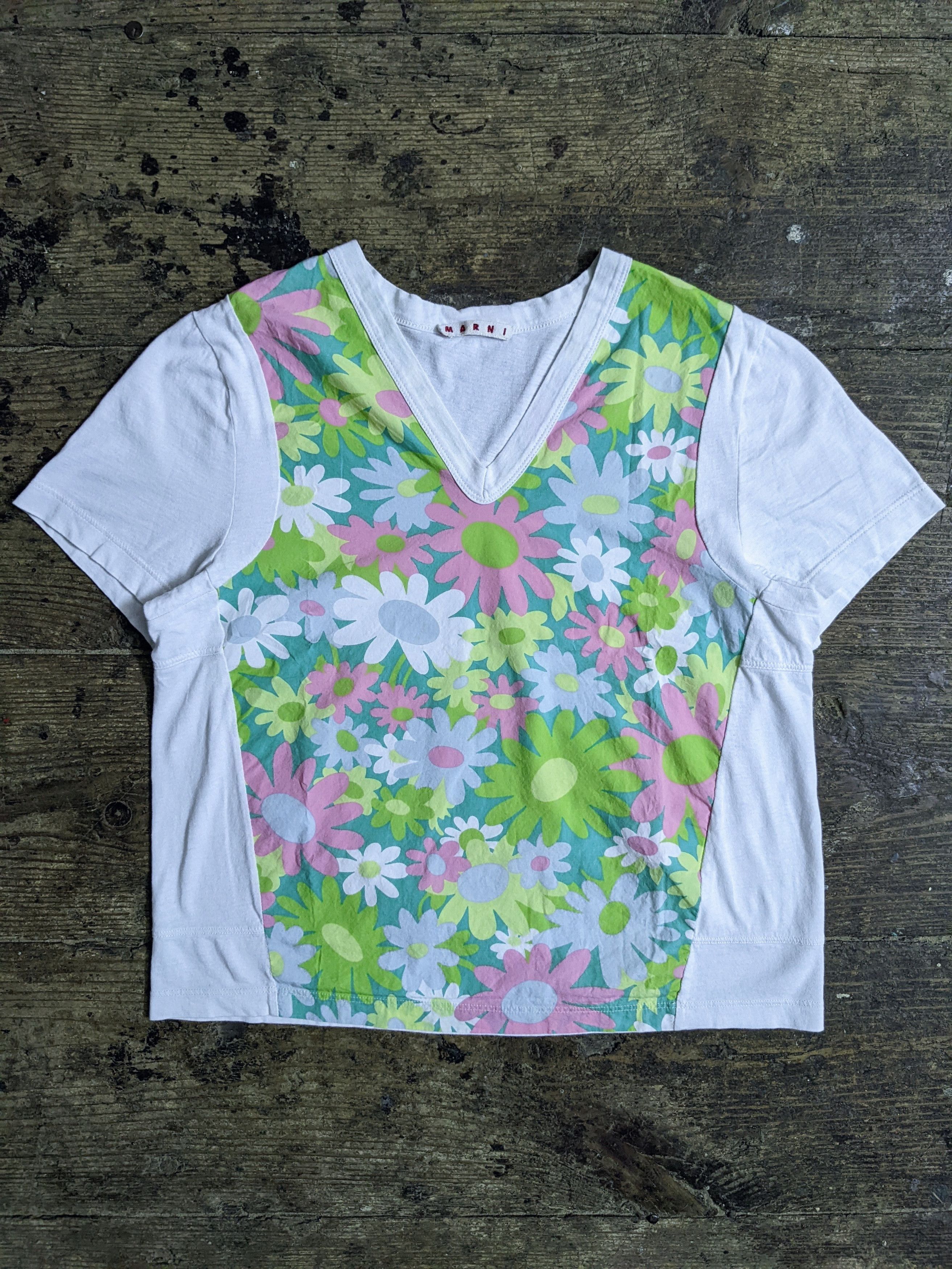 Marni Marni Floral Pattern Hybrid T Shirt Top Size S / US 4 / IT 40 - 1 Thumbnail