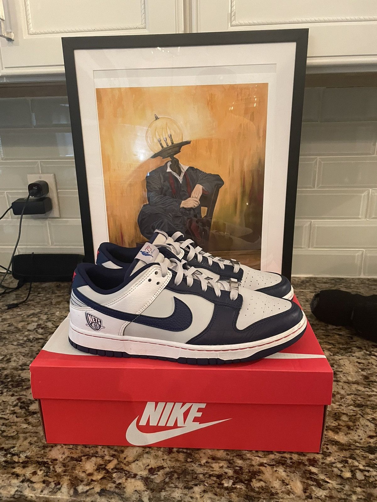 NBA × Nike Nike Dunk Low Navy/Grey Size US 10 / EU 43 - 2 Thumbnail