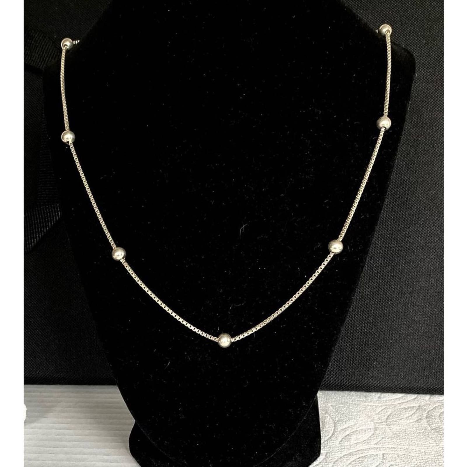 CV# 22” Italian 925 Silver Necklace with accent Beads