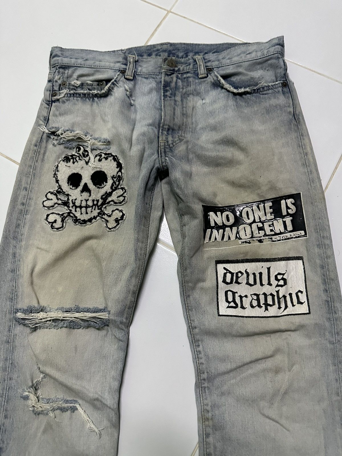 Vintage 31x29 Vintage Rna Slang from chaos distressed denim jeans Size US 31 - 3 Thumbnail