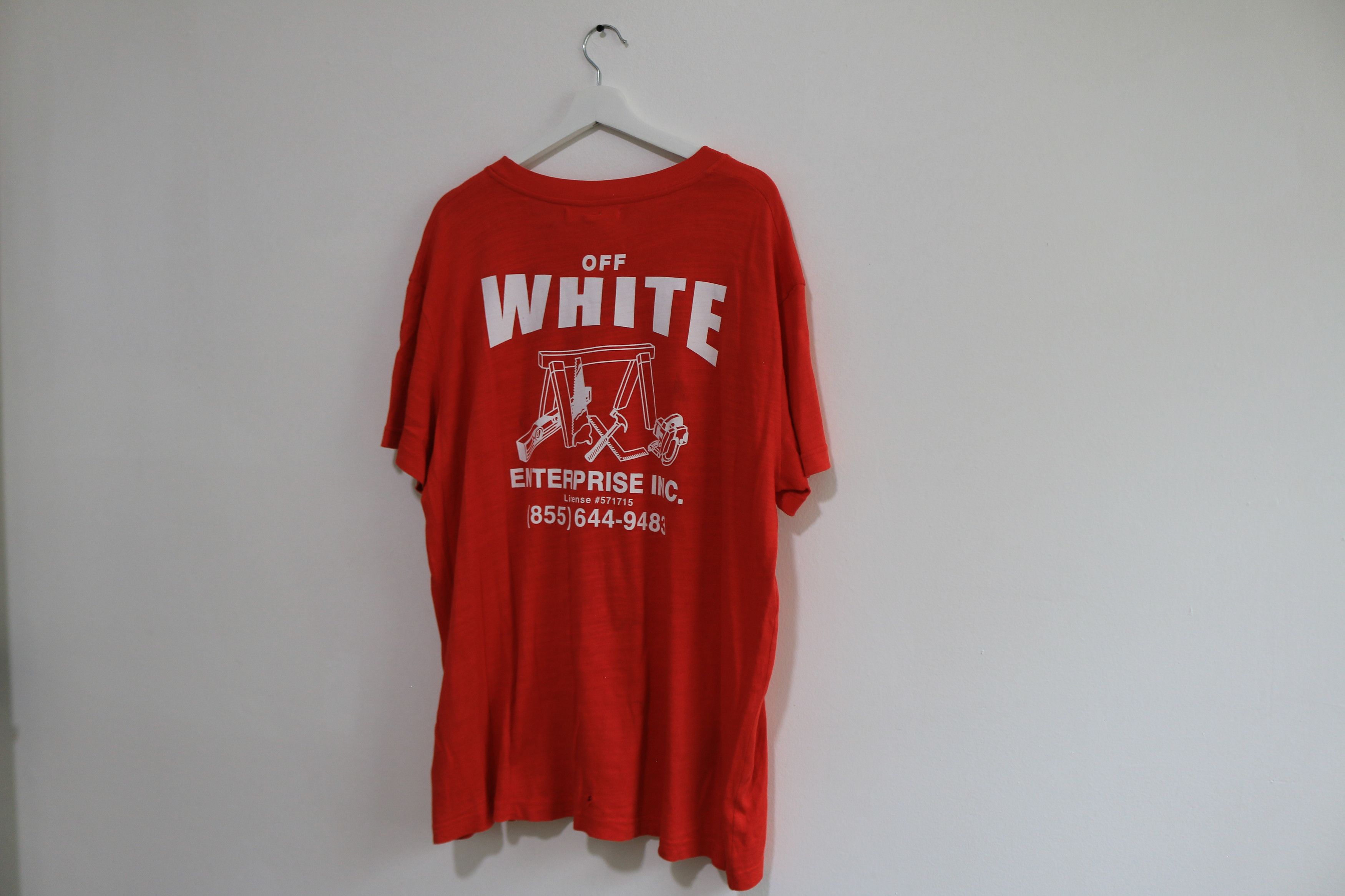 Off-White Off-White Virgil Abloh Enterprise, Inc. Construction Tee Red Size US L / EU 52-54 / 3 - 1 Preview