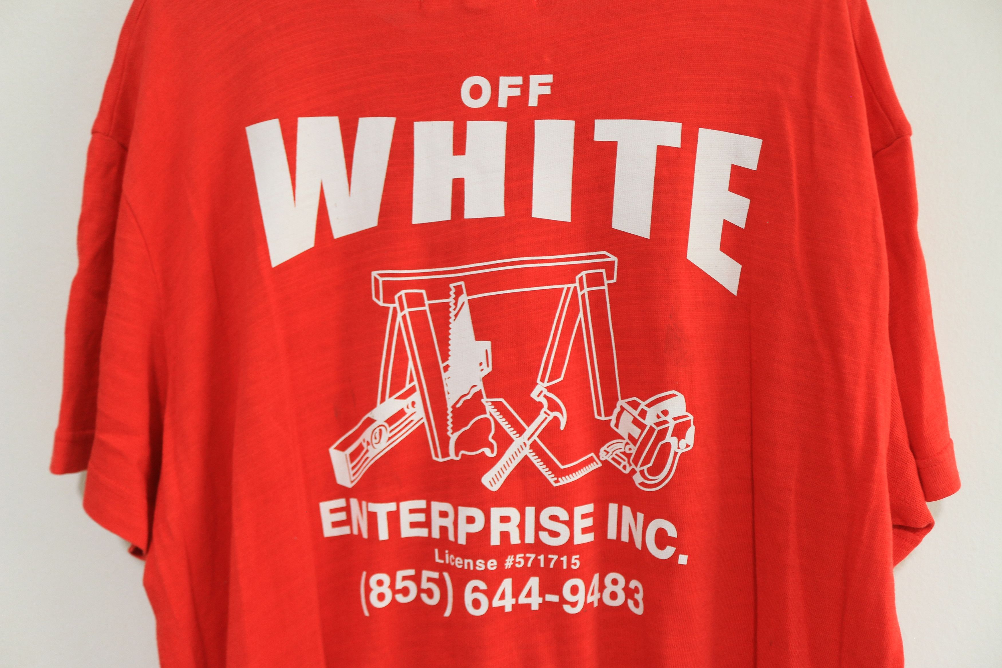Off-White Off-White Virgil Abloh Enterprise, Inc. Construction Tee Red Size US L / EU 52-54 / 3 - 5 Thumbnail