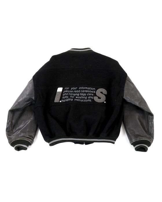 Issey Miyake I.S. Sport Leather Sleeve Varsity Jacket | Grailed