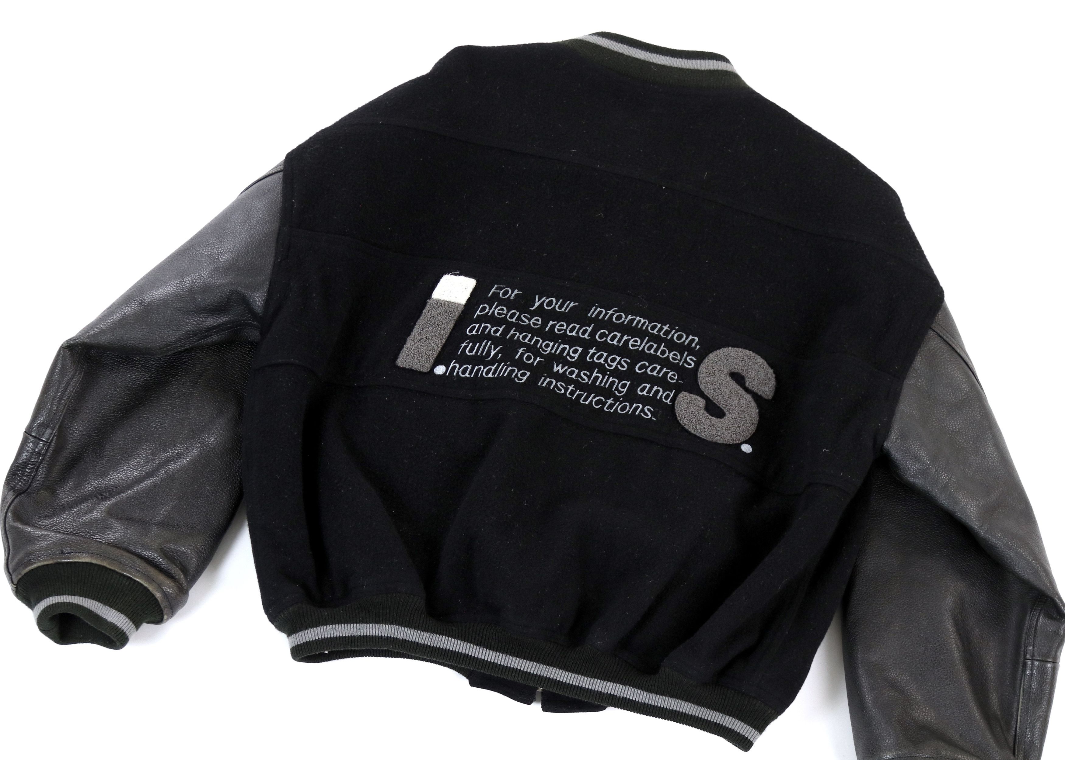 Issey Miyake I.S. Sport Leather Sleeve Varsity Jacket Grailed