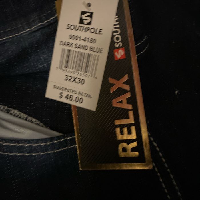 Black southpole jeans size 36 with a some heel drag - Depop