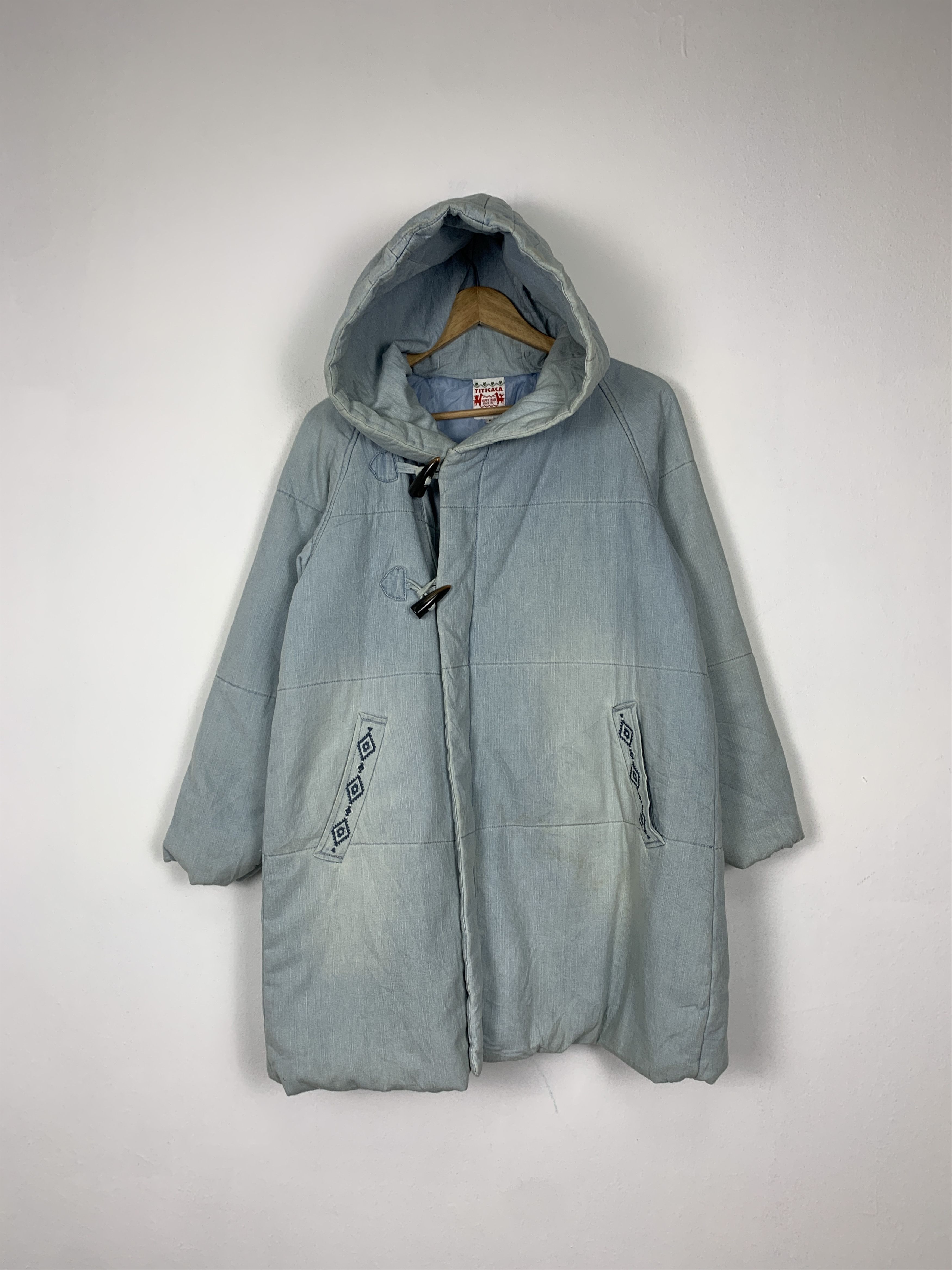 image of Vintage Zip Up Hoodie Jacket in Light Blue, Men's (Size Small)