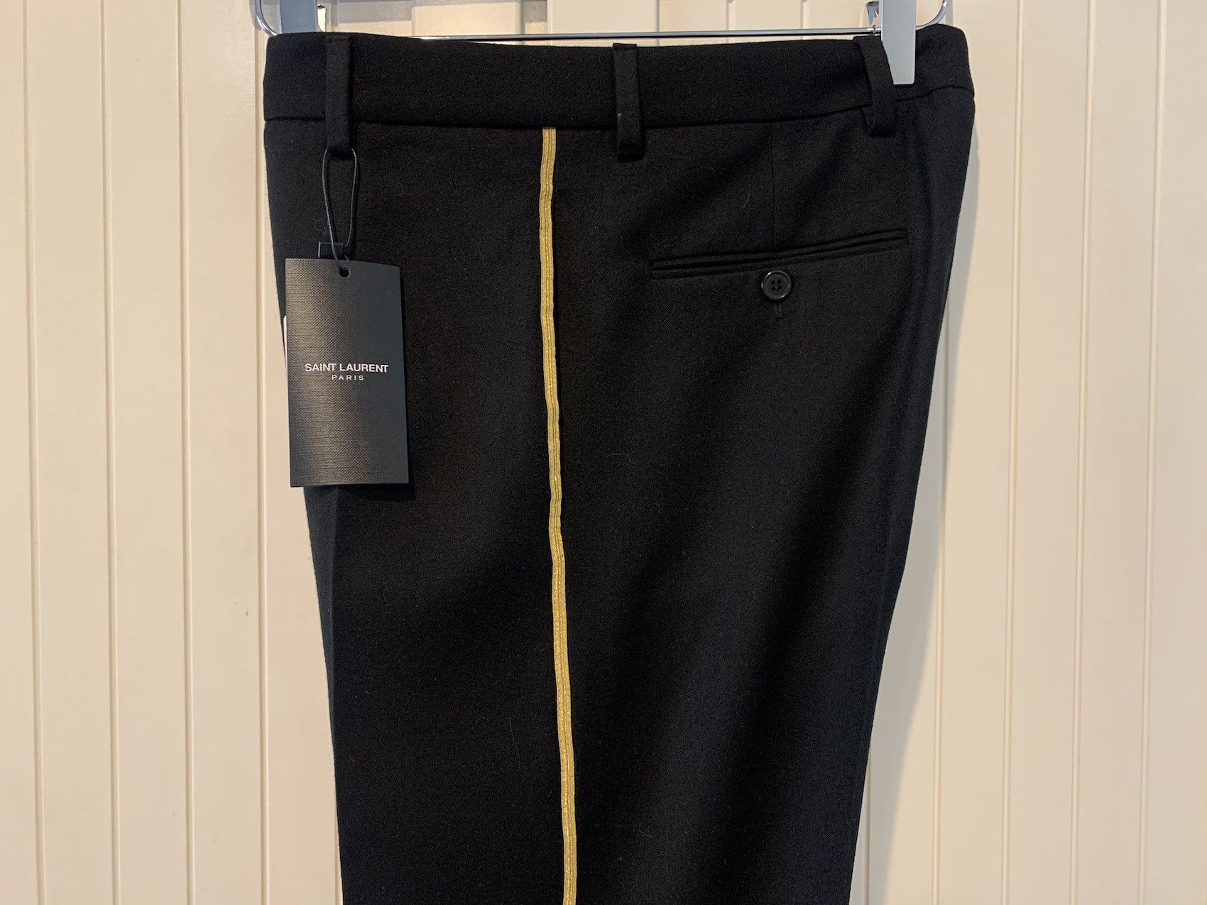 image of Saint Laurent Paris Fw'17 Pants Gold Stripe in Black Gold, Men's (Size 32)