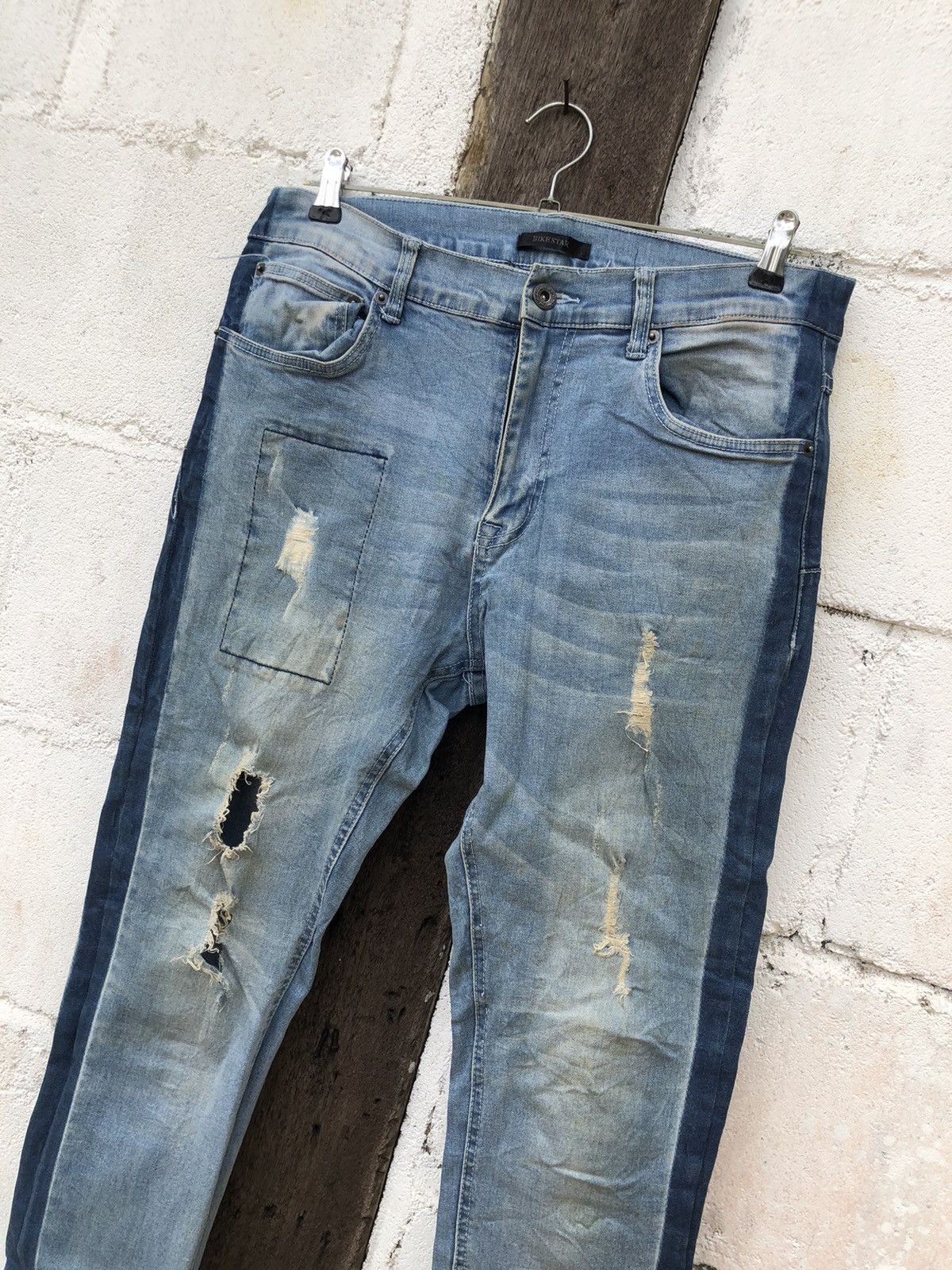 Japanese Brand Ladies Jeans Bike Star Destress Size 32" / US 10 / IT 46 - 3 Thumbnail