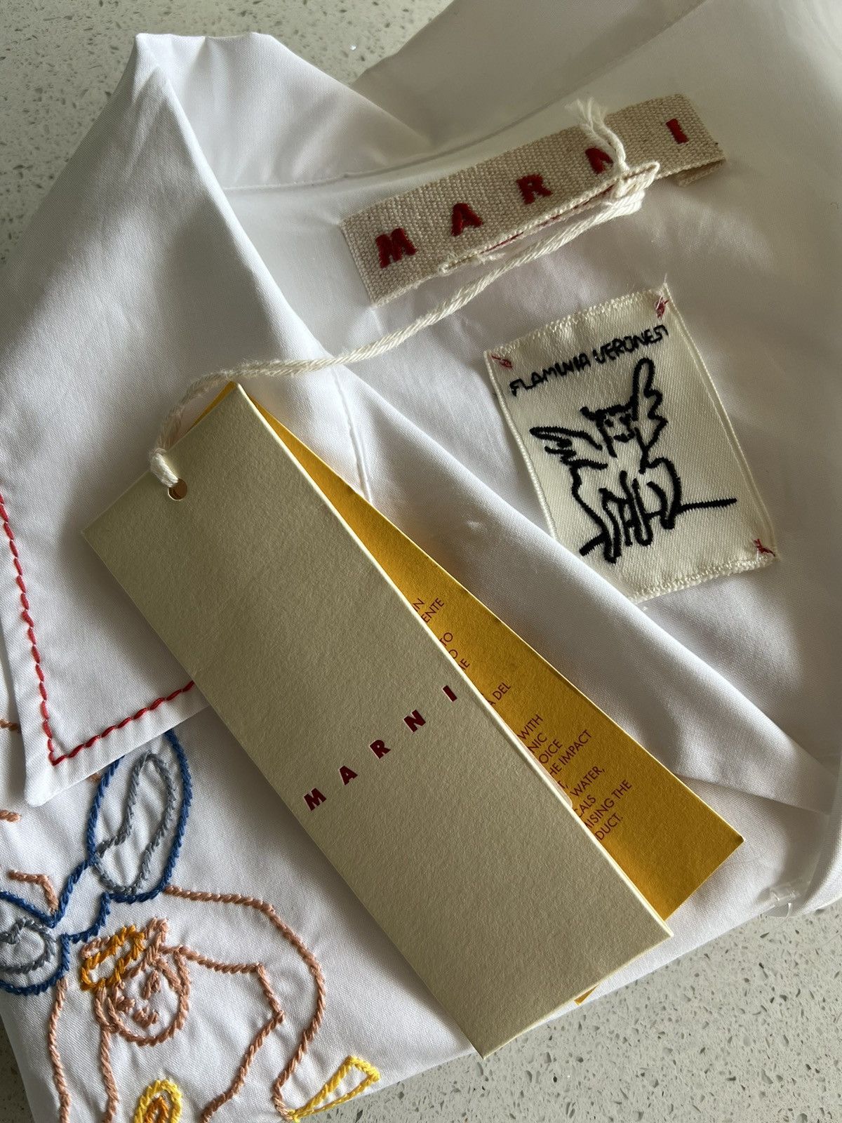 Marni NEW 50 White Embroidered Angel Art Bowling Logo Shirt Size US M / EU 48-50 / 2 - 5 Thumbnail
