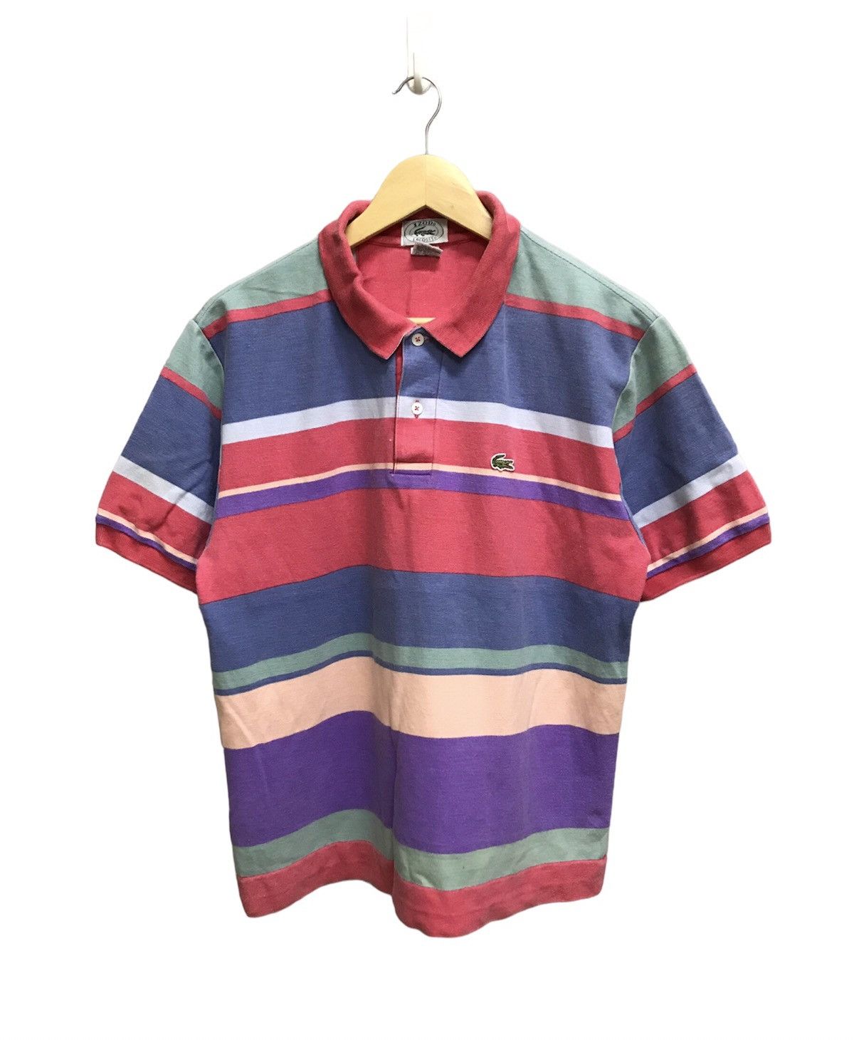 Izod Lacoste Vintage VINTAGE 90s LACOSTE MULTICOLOR STRIPE POLO TSHIRT Grailed