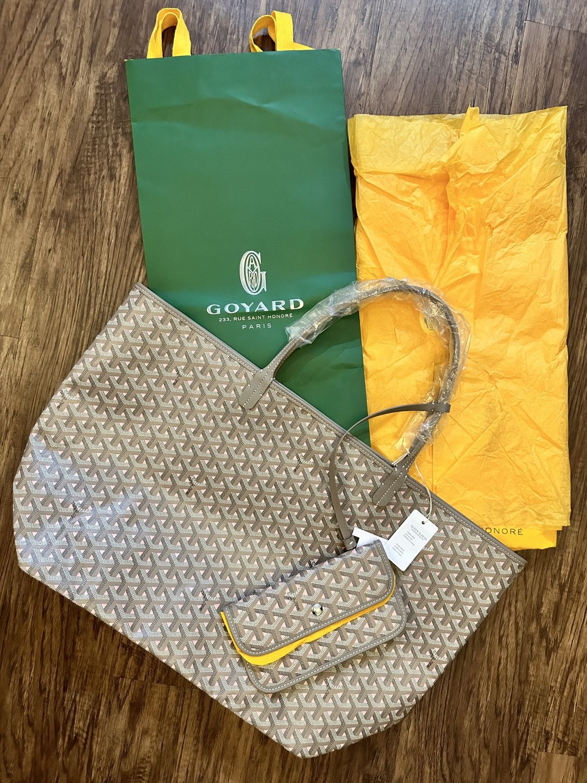 Brand New Reversible Goyard St. Louis Claire Voie GM Yellow With Pouch.  Sold Out