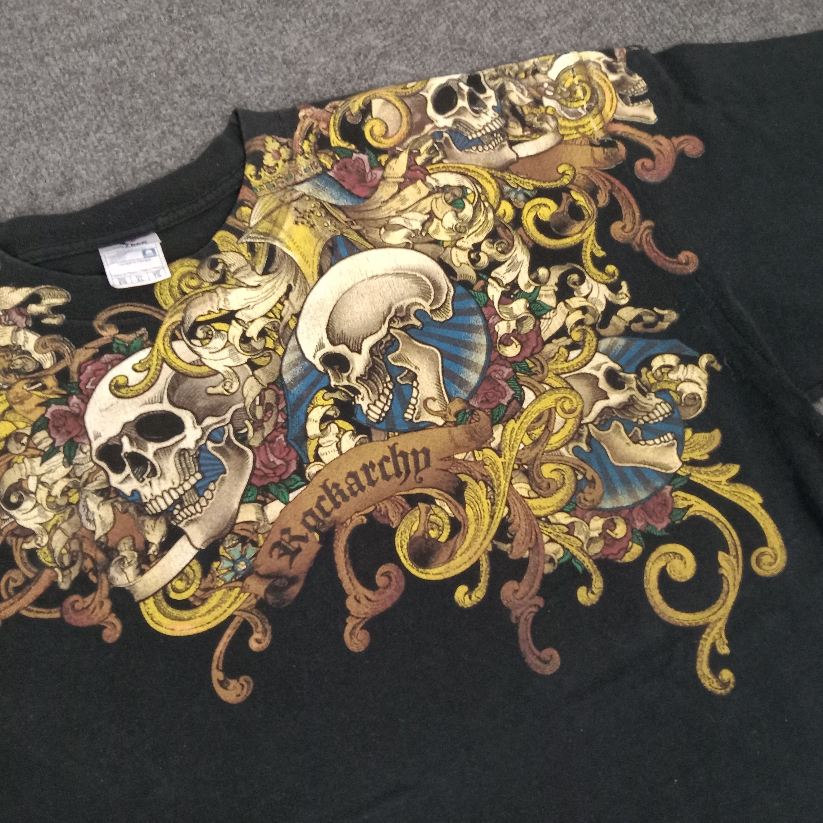 Vintage Rockarchn Skull Japanese Art Horror Style Tshirt Size US XL / EU 56 / 4 - 2 Thumbnail