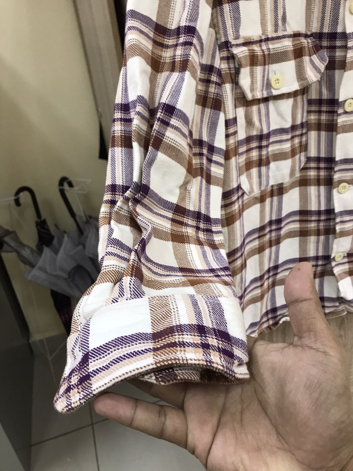 GU GU Workwear Flannel Shacket – White Checkered Size US L / EU 52-54 / 3 - 8 Thumbnail