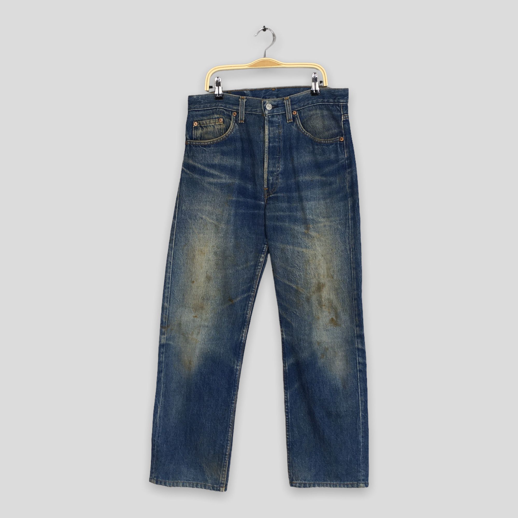 image of Size 30X28 Vintage 90's Levi's 501 Faded Dirty Stonewash Jean in Blue, Men's