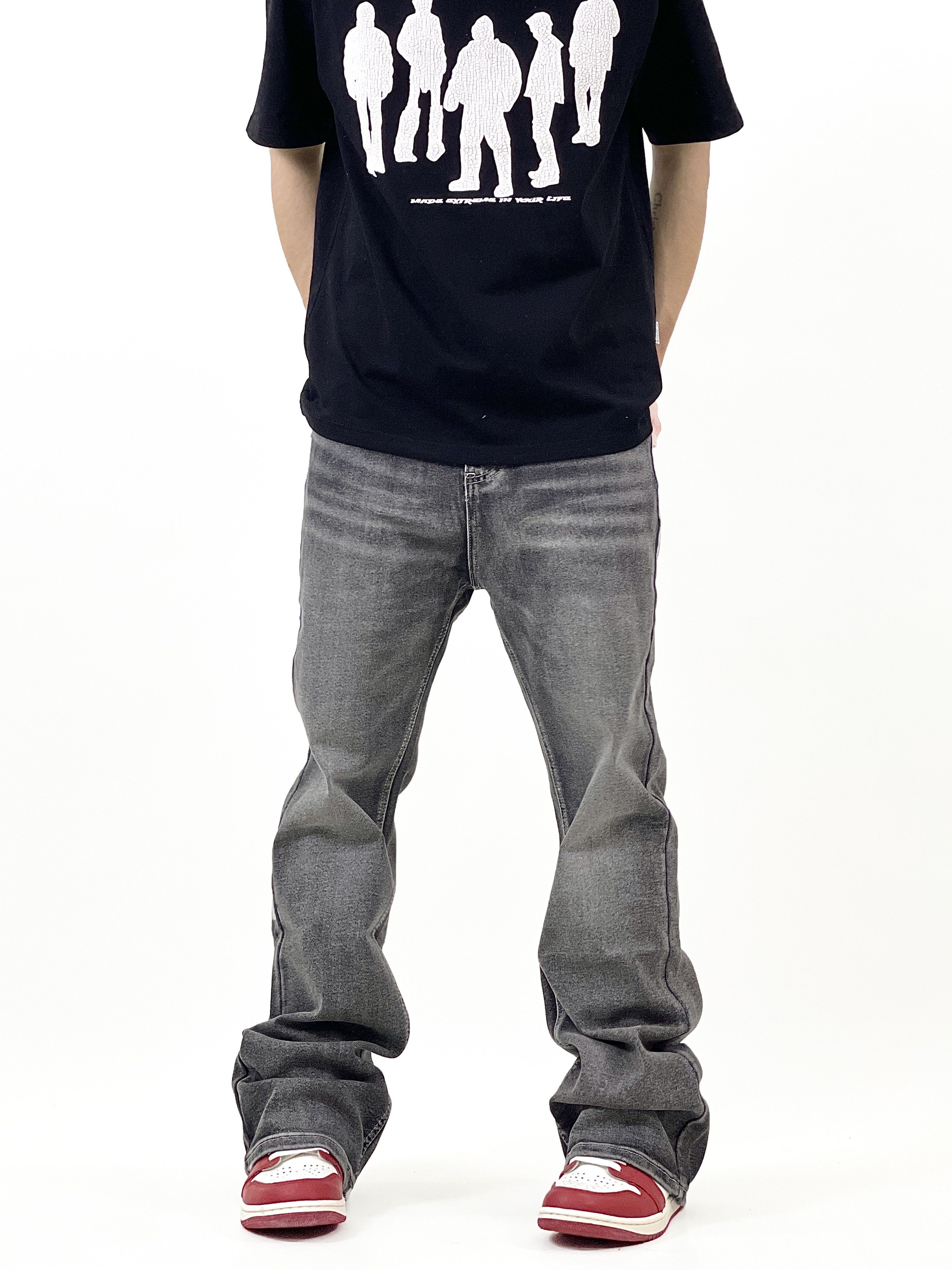 washed faded skate flared jeans
