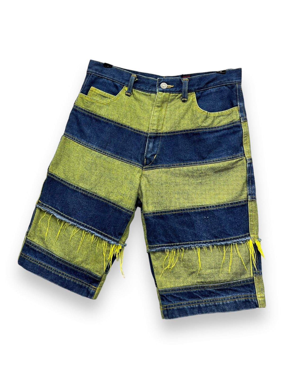 Japanese Brand SICK Frayed Hem Hagi Patchwork Designer Made In Japan Shorts Size US 29 - 2 Thumbnail