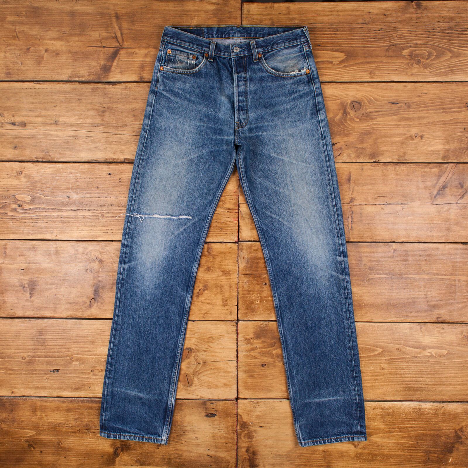 Vintage Levis 501 Jeans 31 x 36 Dark Wash Straight Blue Red Tab Denim