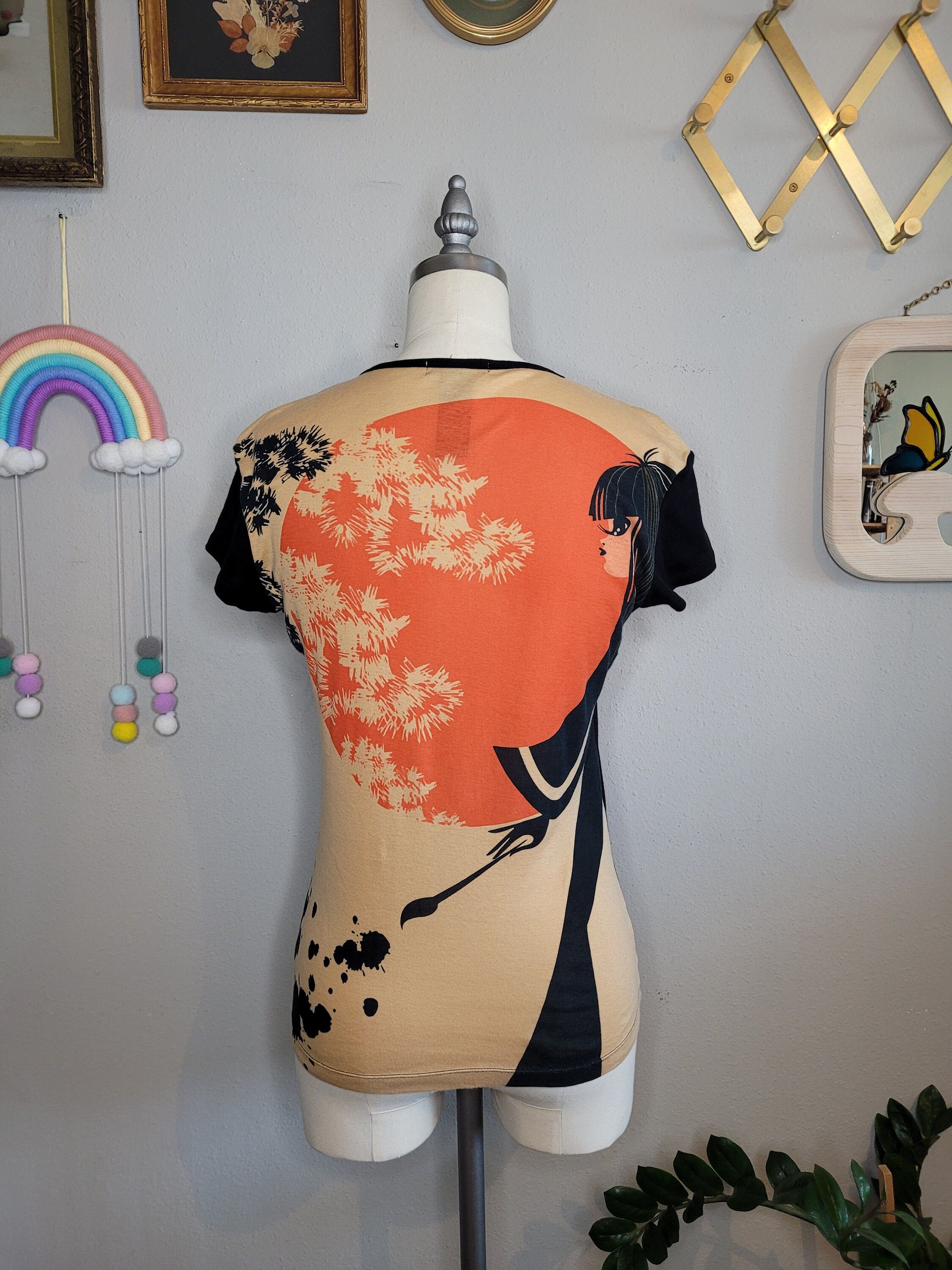 Vintage Y2K Custo Barcelona Lost Star Japanese Painter Top