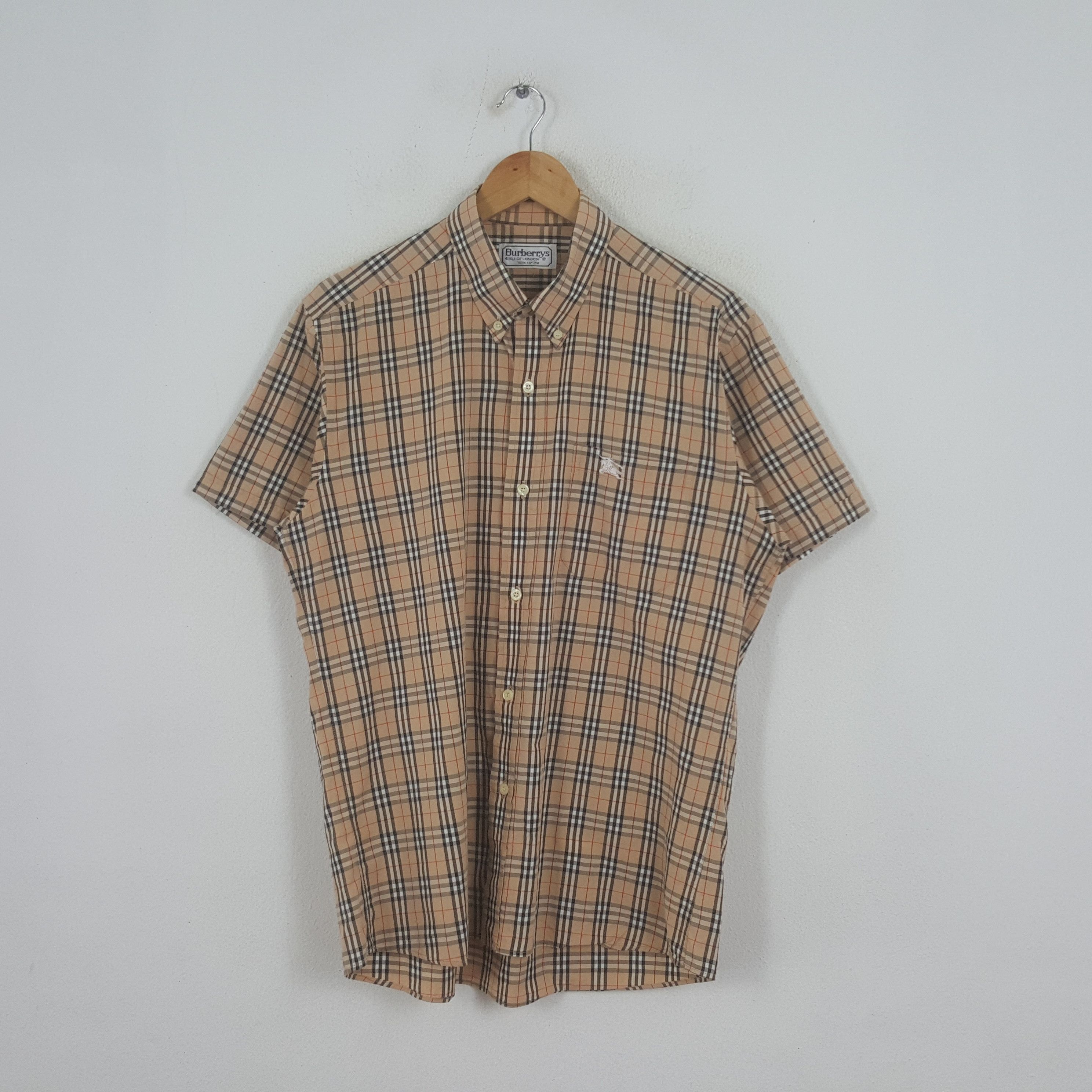 Burberry × Vintage Vintage Burberry Nova Check Short Sleeve Shirt Button Up Size US XL / EU 56 / 4 - 1 Thumbnail