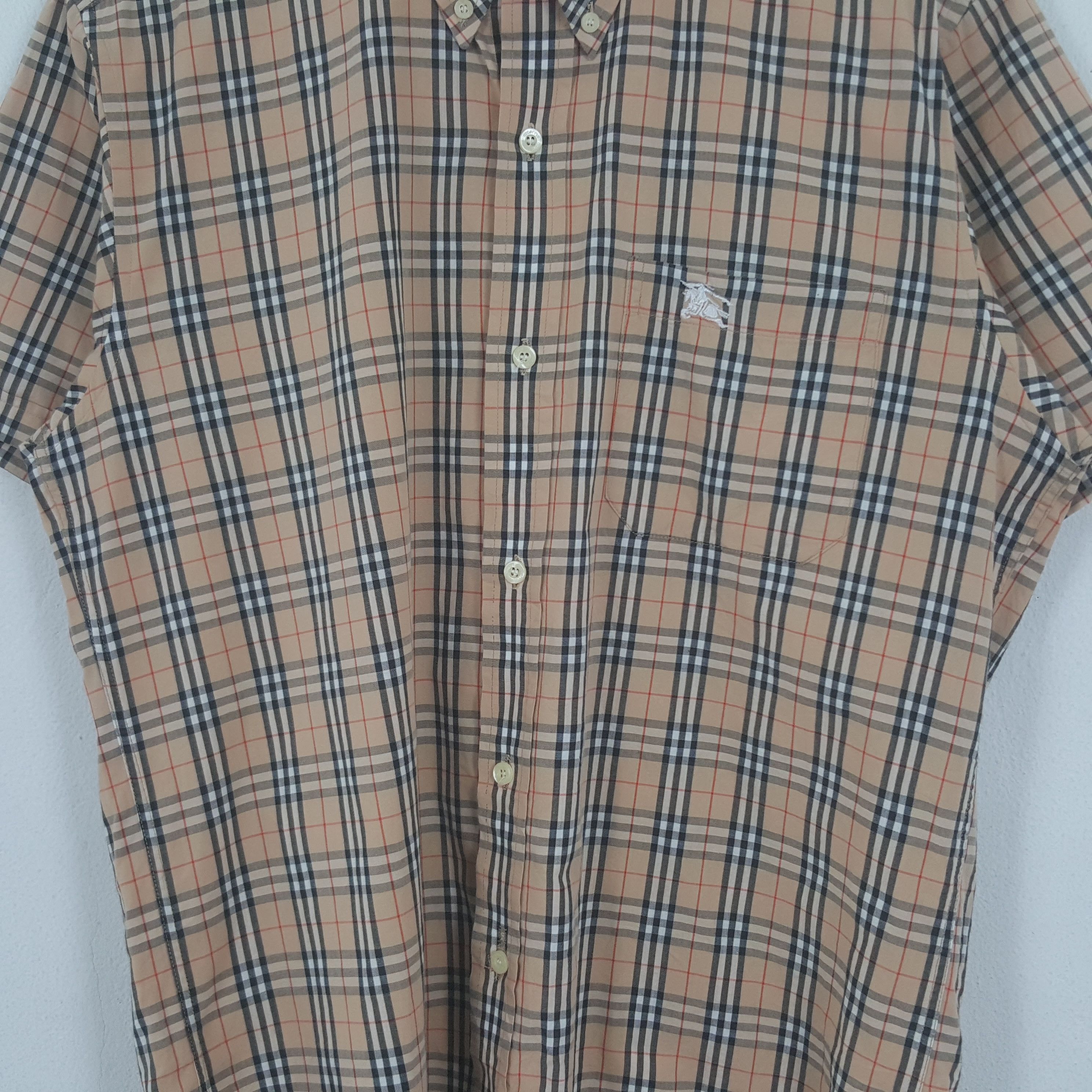 Burberry × Vintage Vintage Burberry Nova Check Short Sleeve Shirt Button Up Size US XL / EU 56 / 4 - 2 Thumbnail