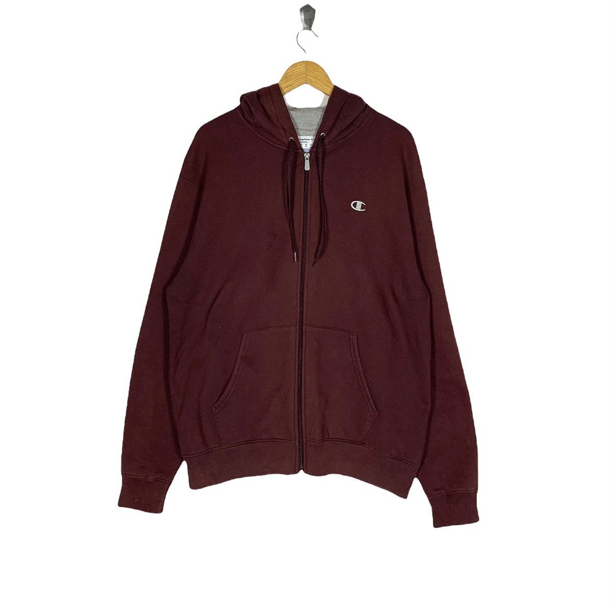 image of Champion Hoodie Zipper Maroon Colour, Men's (Size Large)