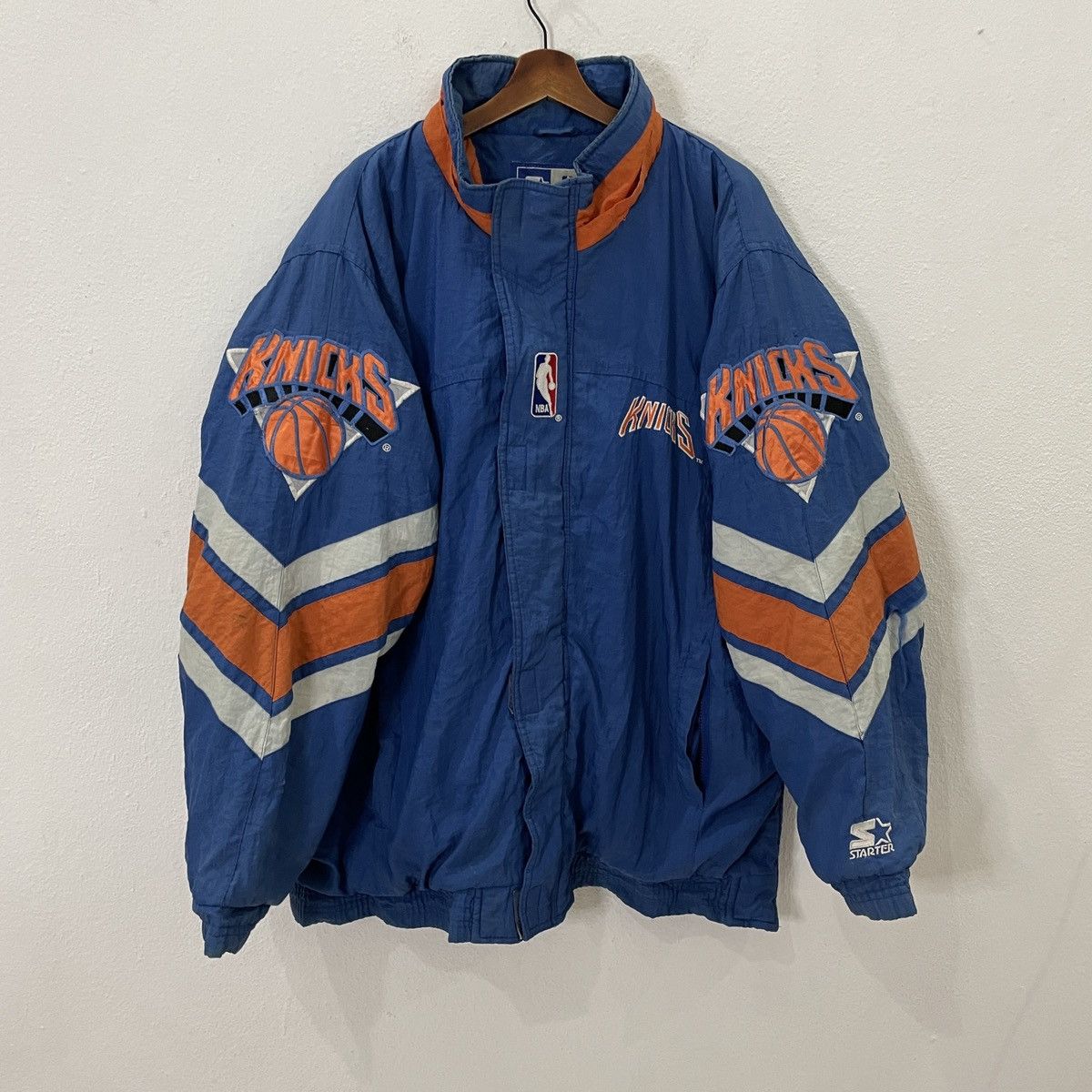 image of Nba Knicks Embroidery Big Logo Jacket in Blue, Men's (Size 2XL)