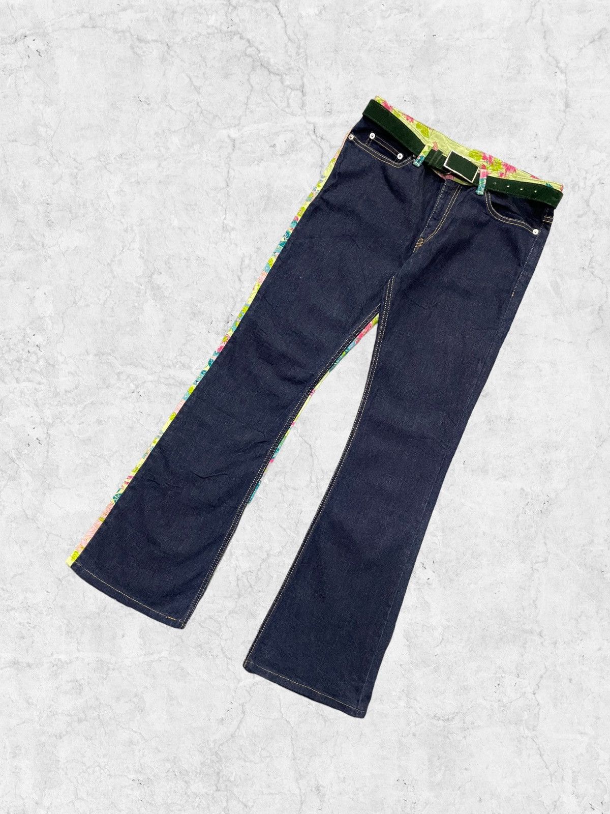 Hysteric Glamour × Japanese Brand Glamdy Japan Flared Hybrid Scab Denim Pants With Belt Size US 30 / EU 46 - 8 Thumbnail