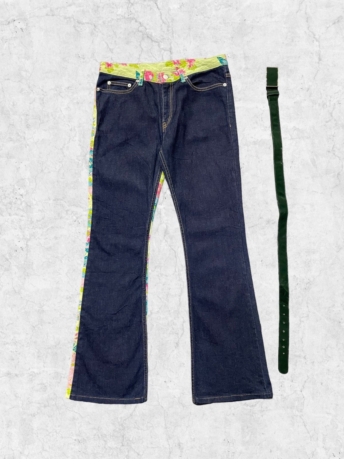 Hysteric Glamour × Japanese Brand Glamdy Japan Flared Hybrid Scab Denim Pants With Belt Size US 30 / EU 46 - 3 Thumbnail