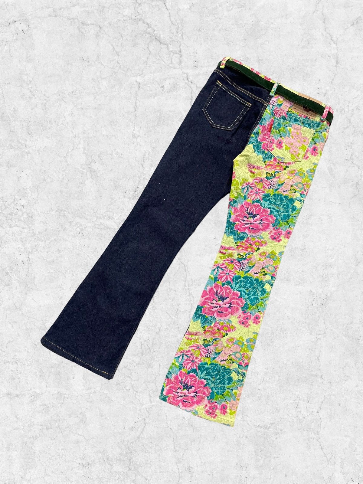 Hysteric Glamour × Japanese Brand Glamdy Japan Flared Hybrid Scab Denim Pants With Belt Size US 30 / EU 46 - 4 Thumbnail