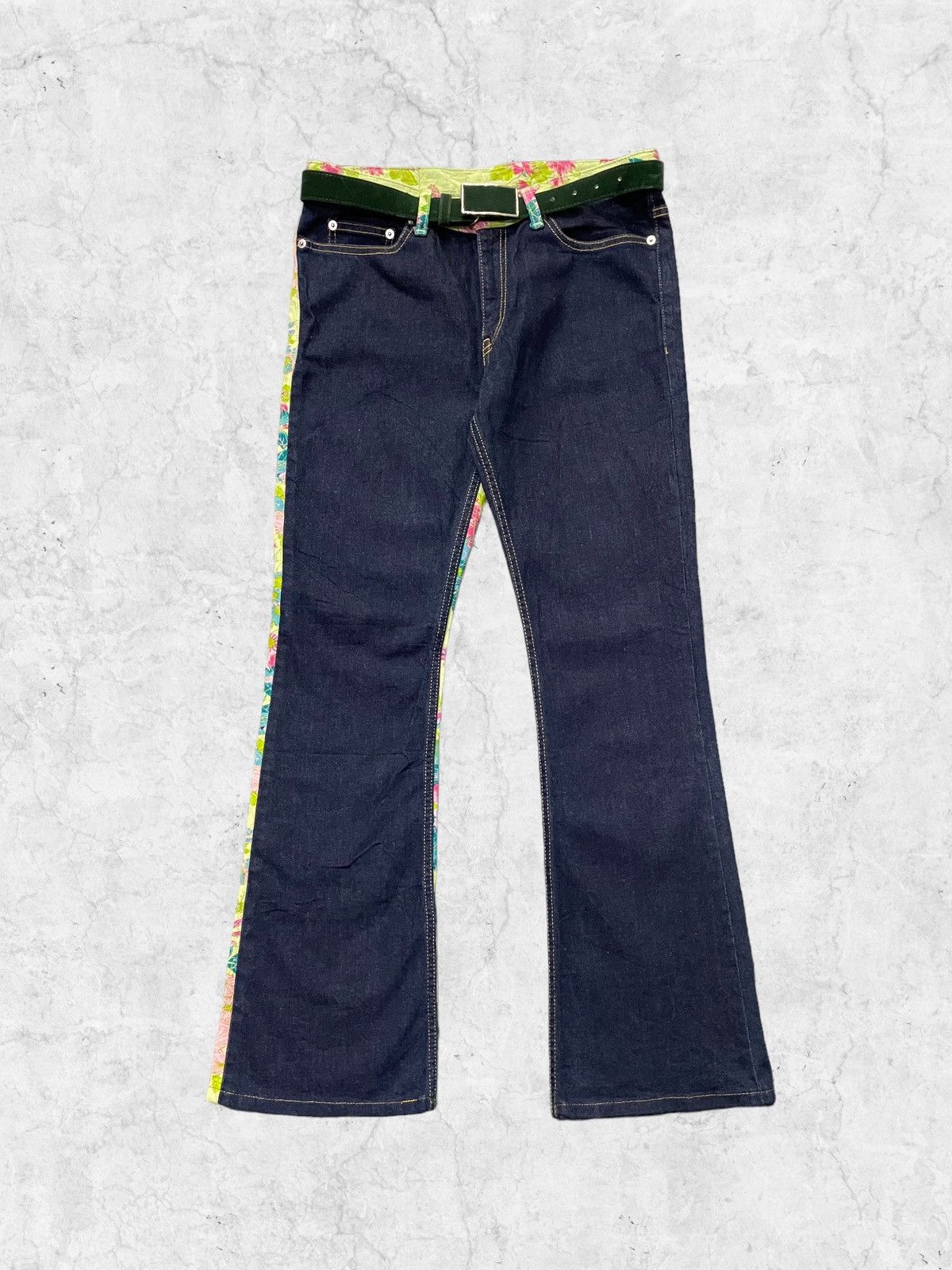 Hysteric Glamour × Japanese Brand Glamdy Japan Flared Hybrid Scab Denim Pants With Belt Size US 30 / EU 46 - 2 Thumbnail