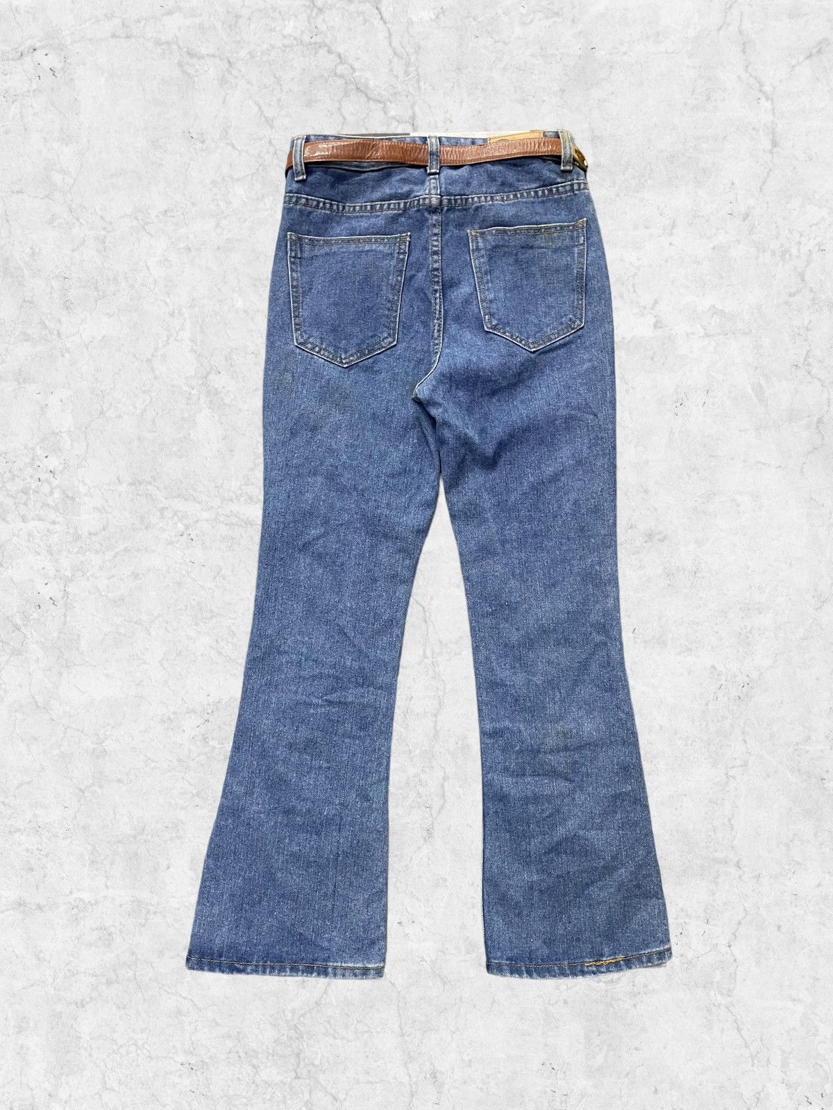 Japanese Brand × Vintage Backup Japan Reversed Style Denim Pants With Leather Belt Size US 27 - 2 Thumbnail