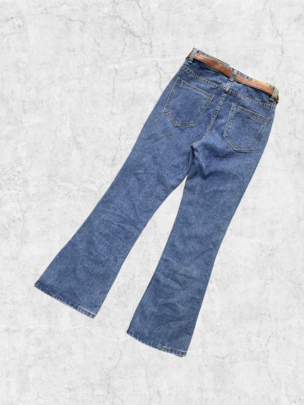 Japanese Brand × Vintage Backup Japan Reversed Style Denim Pants With Leather Belt Size US 27 - 10 Thumbnail