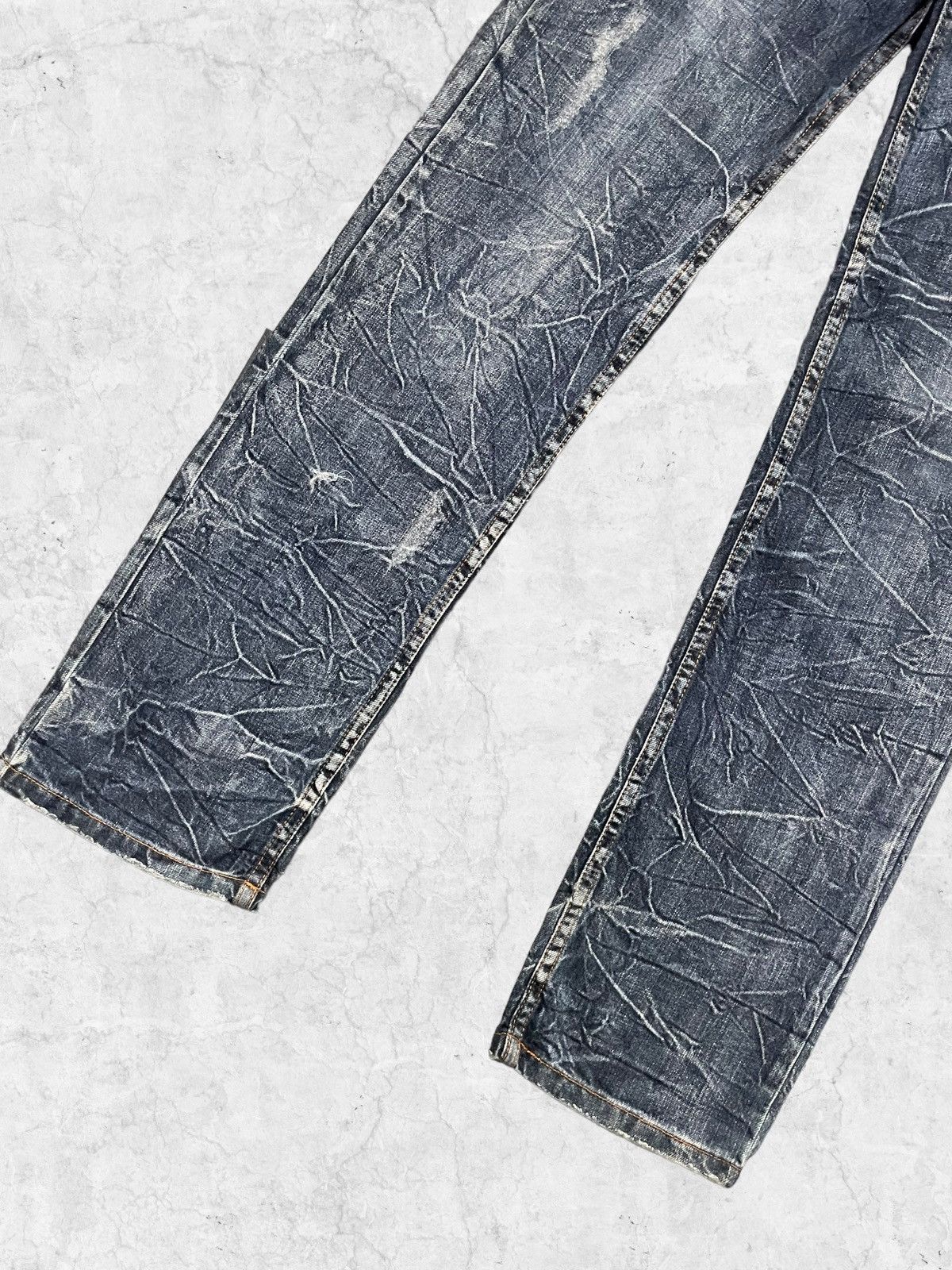 Japanese Brand × Vintage Nylaus Distressed Double Waist Denim With Crazy Double Belt Size US 30 / EU 46 - 7 Thumbnail