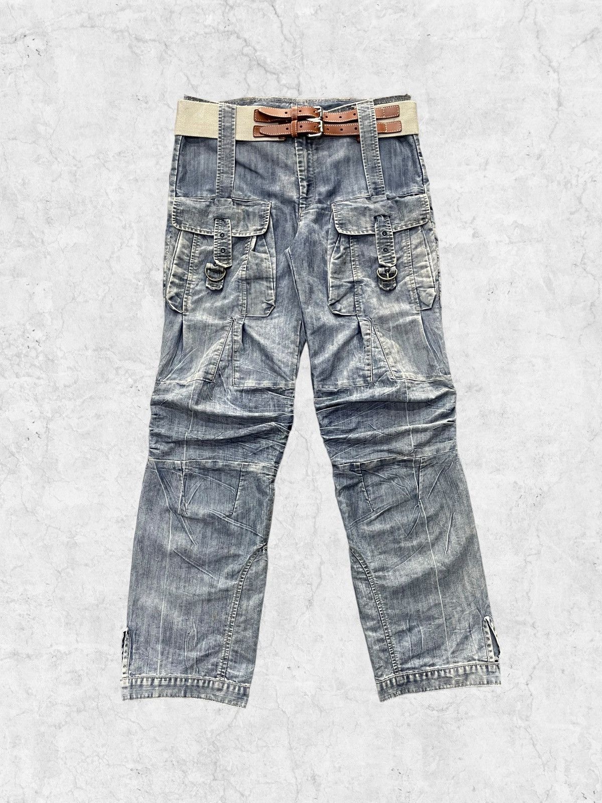 Marithe + Francois Girbaud × Vintage Archive Marithe Francois Girbaud Parachute Cargos With Belt Size US 32 / EU 48 - 1 Thumbnail