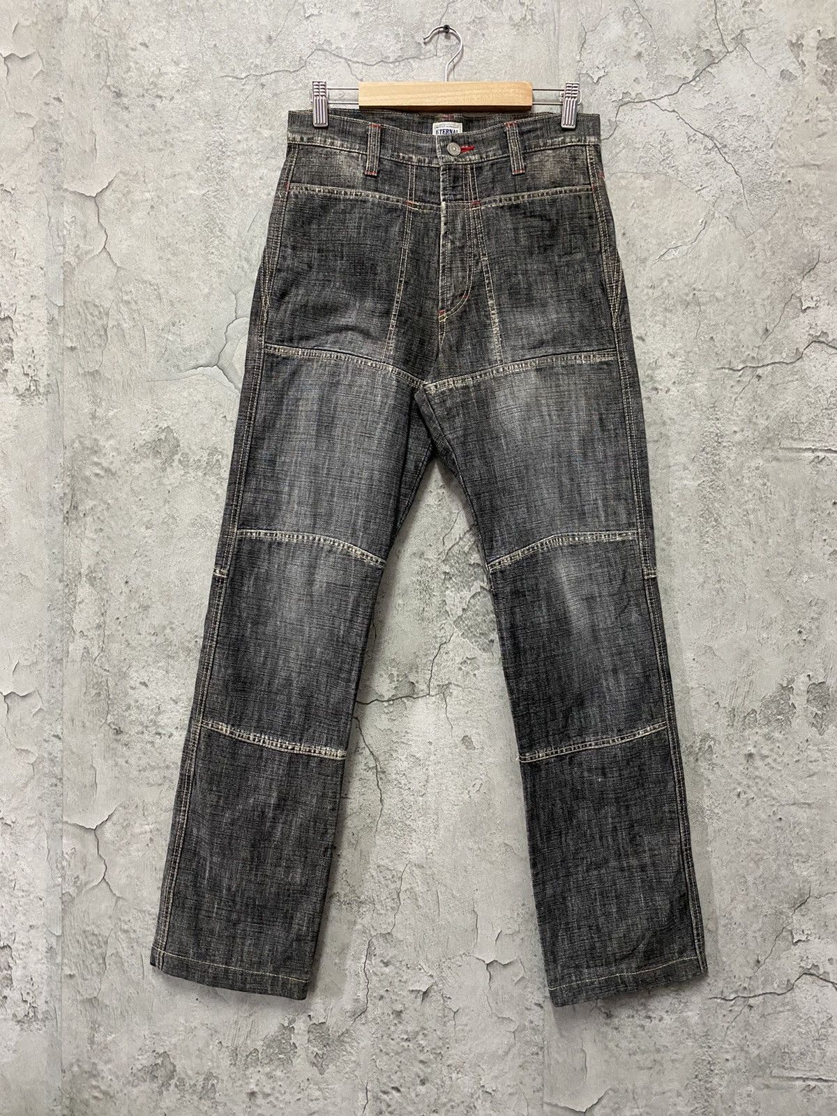 image of Eternal Bitchu Kurashiki Reconstructed Denim Pants in Grey Denim, Men's (Size 28)
