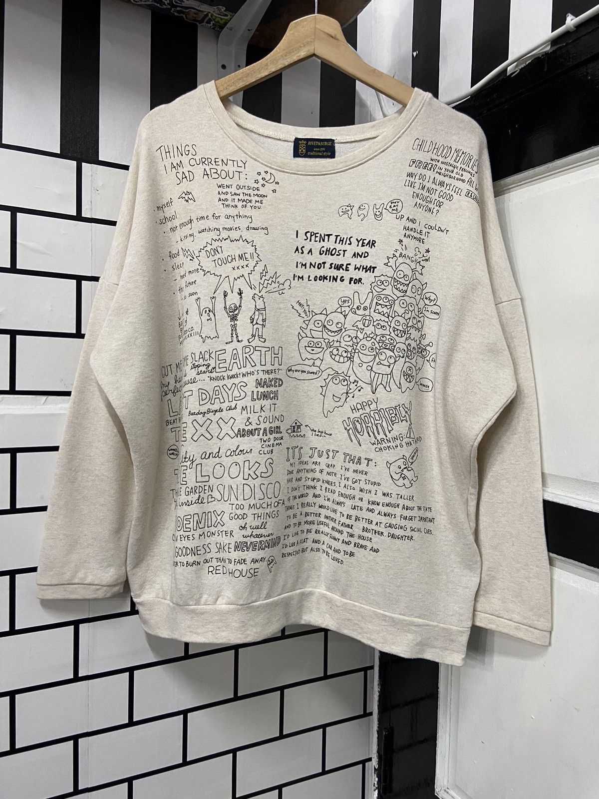 Designer × Japanese Brand × Vintage Vintage Rivet & Surge Patch Backpack Doodle Poems Sweatshirt Size US M / EU 48-50 / 2 - 2 Thumbnail