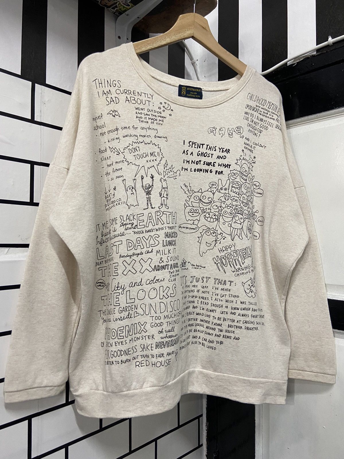 Designer × Japanese Brand × Vintage Vintage Rivet & Surge Patch Backpack Doodle Poems Sweatshirt Size US M / EU 48-50 / 2 - 4 Thumbnail