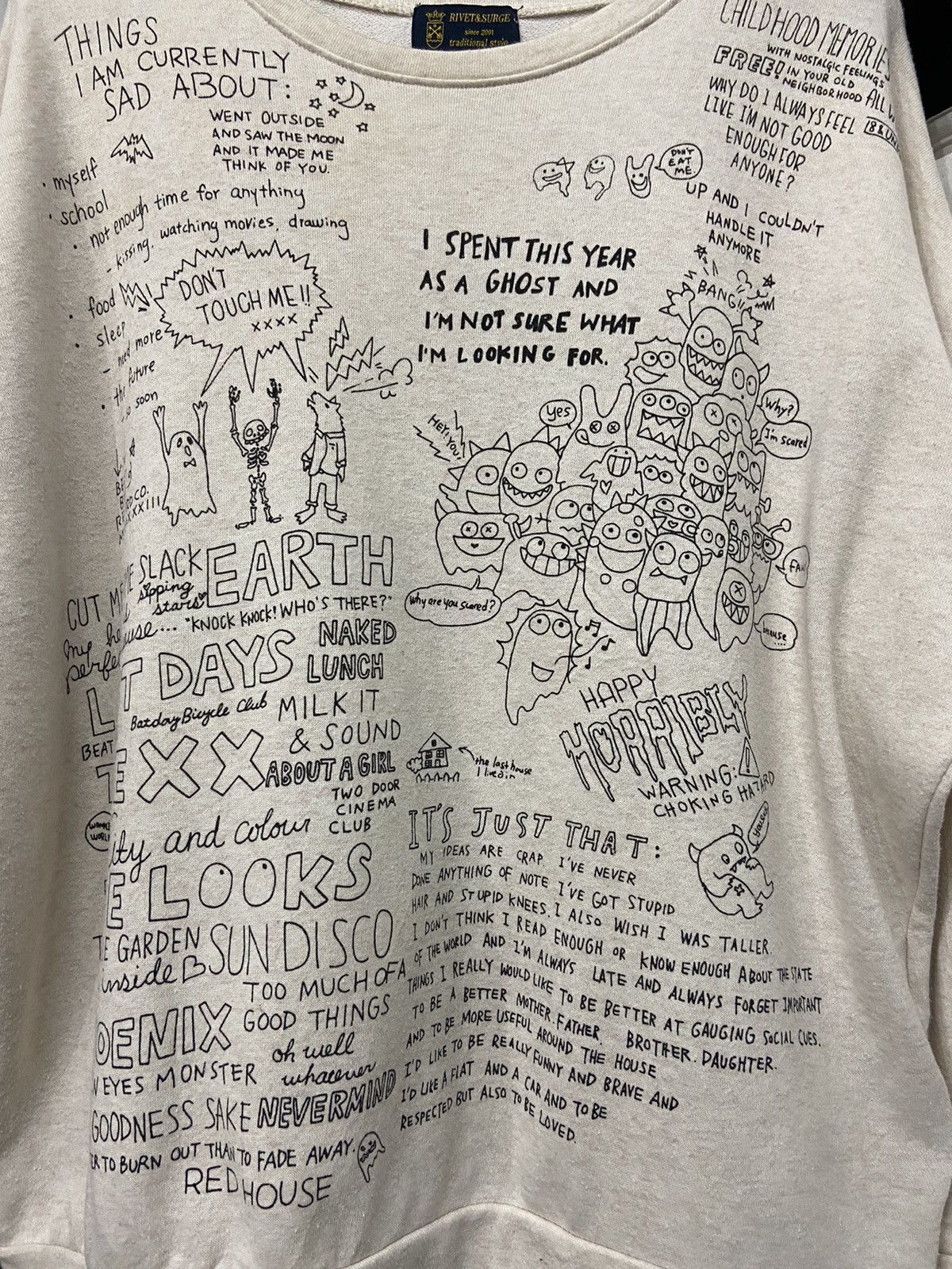 Designer × Japanese Brand × Vintage Vintage Rivet & Surge Patch Backpack Doodle Poems Sweatshirt Size US M / EU 48-50 / 2 - 3 Thumbnail